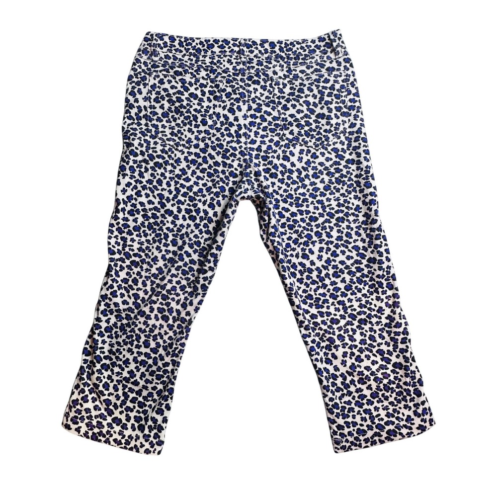 Ling's Jeans Womens XL Purple Black Leopard Print‎ Capri Cropped Pants Stretch